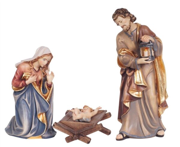 Natività, Sacra Famiglia in legno realizzata in Val Gardena