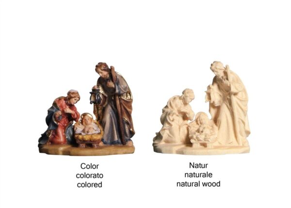 Miniature wooden nativity scene made in Val Gardena