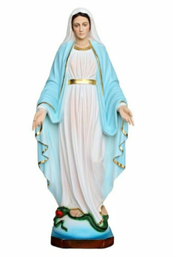 Statua Madonna Miracolosa cm 60 in resina con occhi dipinti