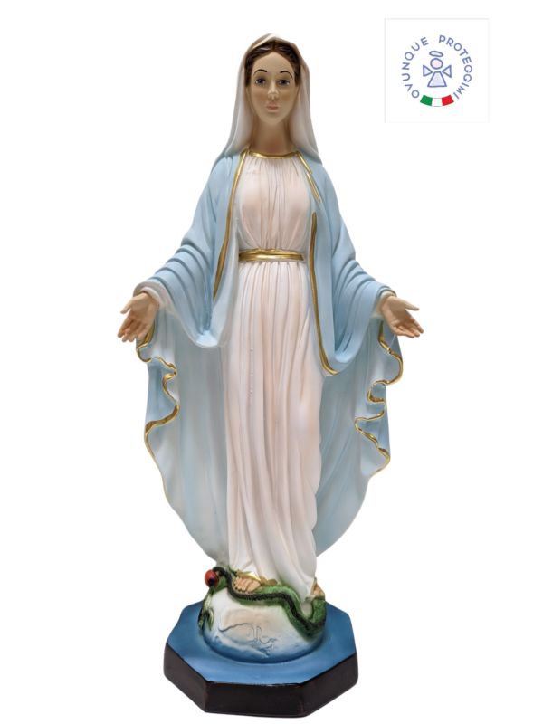 Statua della Madonna Immacolata o Miracolosa in resina altezza cm 40 dipinta a mano