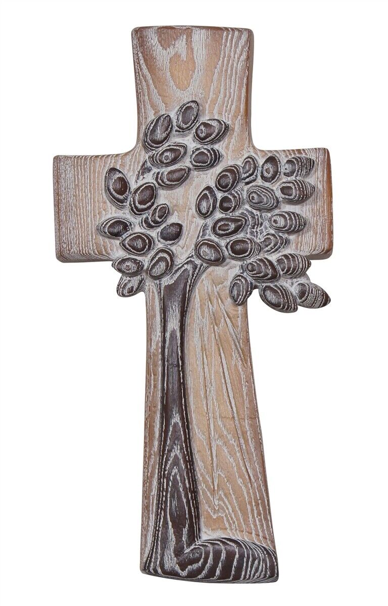 Crocifisso moderno in legno da parete con Padre Nostro cm 28 x 19 (11.02''  x 7.48'') - Ovunque Proteggimi