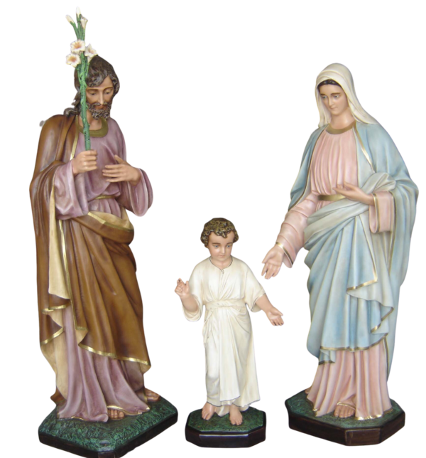 Statua della Sacra Famiglia in vetroresina cm 165 (64.96'') con occhi di vetro
