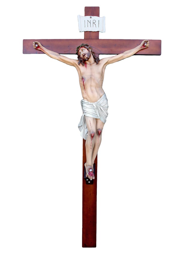 Crocifisso in legno cm. 360 x 180 con Corpo di Cristo in agonia
