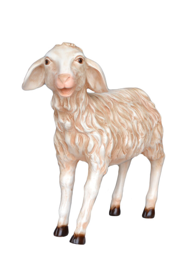 Statua agnello a testa alta cm 52 x 60 per presepe