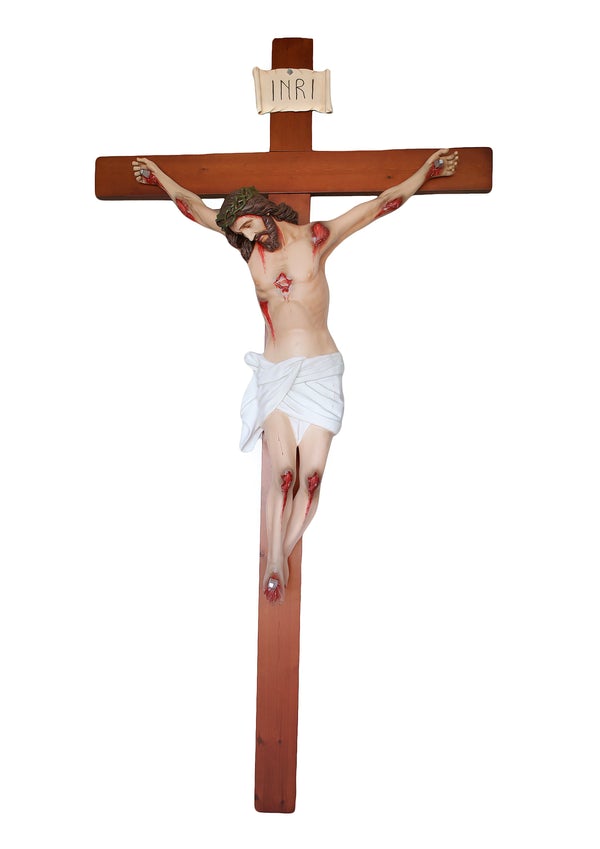 Crocifisso in legno cm. 360 x 180 con Corpo di Cristo in vetroresina cm. 180