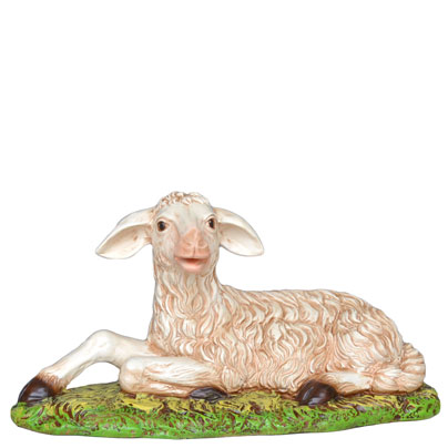 Statua agnello seduto cm. 27 x 50 in resina per Natività cm 160