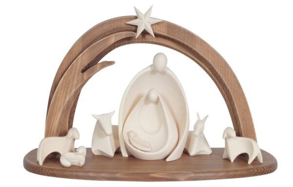 Modern and design nativity set in wood made in Val Gardena, Italy Modern and design nativity set in wood