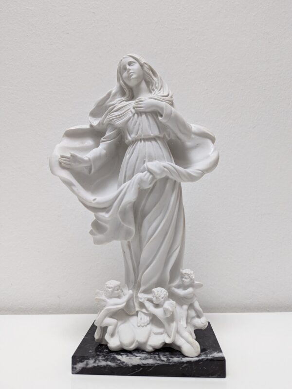 Statue of Our Lady of the Assumption in Heaven made of white marble powder