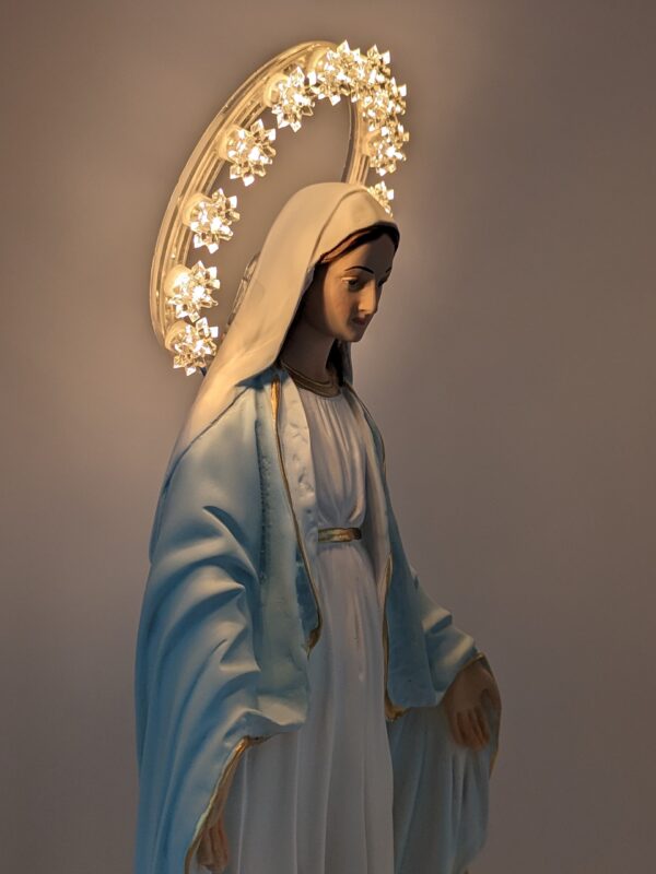 Statua Madonna Miracolosa o Immacolata Concezione cm 47 (18.50'') in resina con aureola luminosa