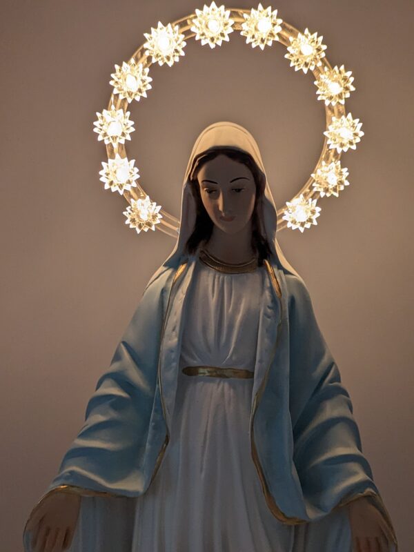 Statua Madonna Miracolosa o Immacolata Concezione cm 47 (18.50'') in resina con aureola luminosa