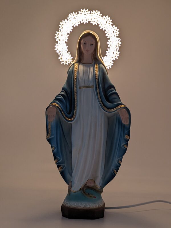 statua Madonna Miracolosa in polvere di marmo cm 30