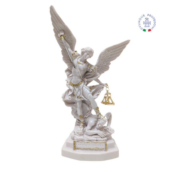 Statua San Michele Arcangelo bianco