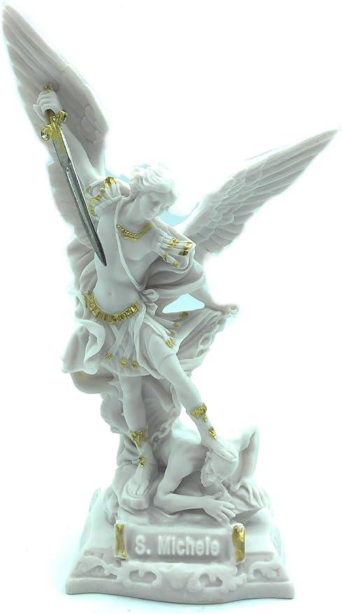 Statua San Michele Arcangelo in polvere di marmo bianco
