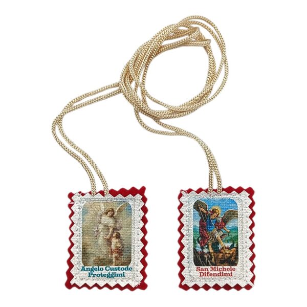 Scapolare di San Michele Arcangelo e Angelo Custode 5x4 cm