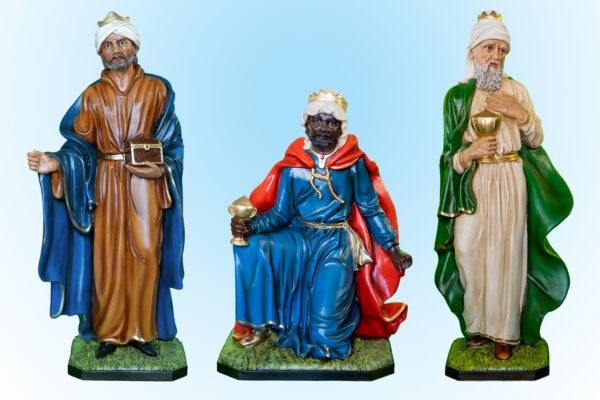 Tre Re Magi resina presepe 60 cm.