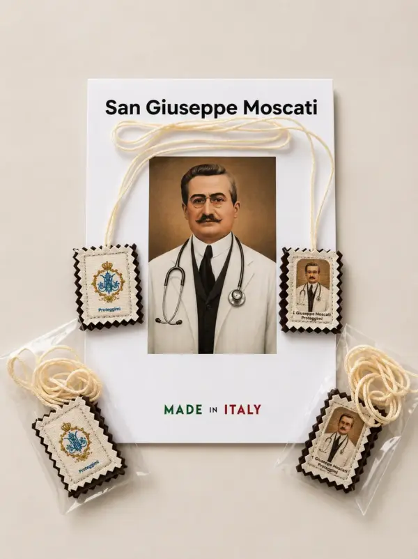 scapolare in tessuto marrone San Giuseppe Moscati
