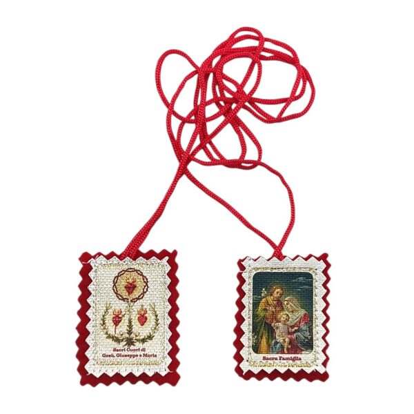 scapolare-tessuto-rosso-sacra-famiglia-sacri-cuori-maria-gesu-giuseppe